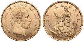 Denmark 10 Kroner 1900 VBP - Christian IX (1863-1906)
4.47g. 900‰. AU/UNC. Charming brilliant exemplar. Friedberg 296; KM 790.