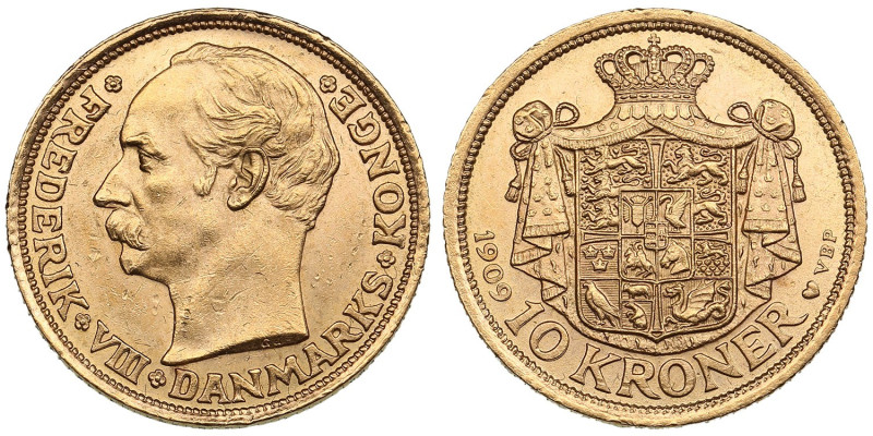 Denmark 10 Kroner 1909 VBP - Frederick VIII (1906-1912)
4.49g. 900‰. AU/AU. Mint...