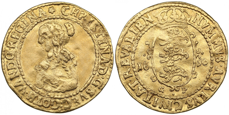 Estonia (Reval, Sweden) Gold Ducat 1650 GP - Kristina (1632-1654)
3.39g. 986‰. V...