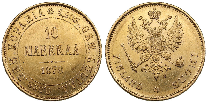 Finland (Russia) 10 Markkaa 1878 S - Alexander II (1855-1881)
3.22g. 900‰. XF+/A...