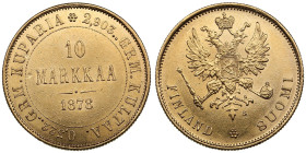 Finland (Russia) 10 Markkaa 1878 S - Alexander II (1855-1881)
3.21g. 900‰. XF+/AU. Bitkin 614 R; Friedberg 4; KM 8.1. Rare.