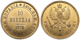 Finland (Russia) 10 Markkaa 1878 S - Alexander II (1855-1881)
3.23g. 900‰. AU/UNC. Beautiful mint state specimen. Bitkin 614 R; Friedberg 4; KM 8.1.