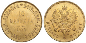 Finland (Russia) 10 Markkaa 1879 S - Alexander II (1855-1881)
3.22g. 900‰. UNC/UNC. Splendid lustrous exemplar. KM 8; Friedberg 4; Bitkin 615.