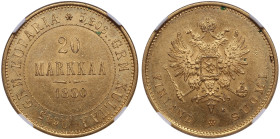 Finland (Russia) 20 Markkaa 1880 S - Alexander II (1855-1881) - NGC MS 62
~6.45g. 900‰. An attractive lustrous specimen. Quite rare year of issue. Min...