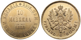 Finland (Russia) 10 Markkaa 1881 S - Alexander III (1881-1894)
3.23g. 900‰. AU/UNC. Charming lustrous exemplar. Bitkin 228; Friedberg 5; KM 8.2.