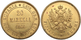 Finland (Russia) 20 Markkaa 1904 L - Nicholas II (1894-1917)
6.45g. 900‰. XF/AU. Mint luster. KM 9.2; Friedberg 3; Bitkin 386.