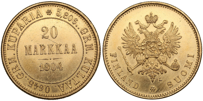 Finland (Russia) 20 Markkaa 1904 L - Nicholas II (1894-1917)
6.42g. 900‰. XF/AU....