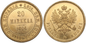 Finland (Russia) 20 Markkaa 1904 L - Nicholas II (1894-1917)
6.42g. 900‰. XF/AU. Mint luster. KM 9.2; Friedberg 3; Bitkin 386.