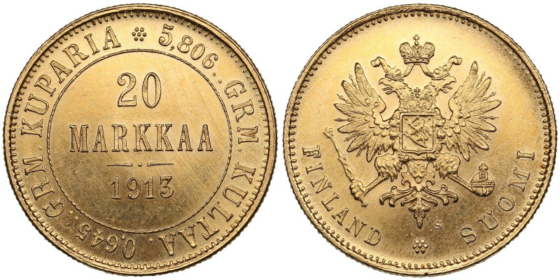 Finland (Russia) 20 Markkaa 1913 S - Nicholas II (1894-1917)
6.45g. 900‰. AU/UNC...