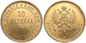 Finland (Russia) 20 Markkaa 1913 S - Nicholas II (1894-1917)
6.45g. 900‰. AU/UNC. An attractive lustrous specimen. KM 9.2; Friedberg 3; Bitkin 391.