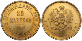 Finland (Russia) 20 Markkaa 1913 S - Nicholas II (1894-1917)
6.43g. 900‰. UNC/UNC. Charming brilliant exemplar with orange toning. KM 9.2; Friedberg 3...