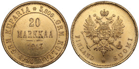 Finland (Russia) 20 Markkaa 1913 S - Nicholas II (1894-1917)
6.45g. 900‰. AU/UNC. An attractive lustrous specimen. KM 9.2; Friedberg 3; Bitkin 391.