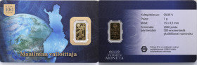 Finland Gold Bar 2017 - 100th Anniversary of Finland Independence - Conqueror of the World
1g. 999‰. PROOF. 