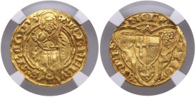 Germany, Trier - Coblenz Goldgulden ND (1391/1394) - Werner Von Falkenstein (1388-1418) - NGC AU 55
TOP POP, only. The only coin certified by NGC. Gor...