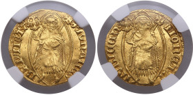 Germany (Lübeck) Ducat ND (1500) - NGC AU 58
3.6g. 986‰. Only 5 coins certified finer by NGC. Charming lustrous exemplar. Rare state of preservation. ...