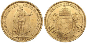Hungary 20 Korona 1906 KB - Franz Josef I (1848-1916)
6.78g. 900‰. AU/UNC. Mint luster. Friedberg 250; KM 486.