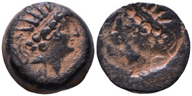 SELEUKID KINGS of SYRIA. Antiochos VIII Epiphanes . 121/0-97/6 BC. Brockage 19mm, 7,03g *Repatinated*