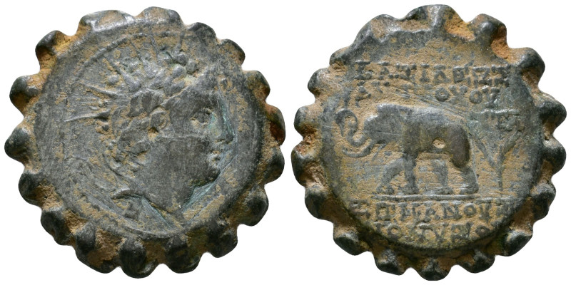 SELEUKID KINGS of SYRIA. Antiochos VI Dionysos, 144-142 BC. AE Serrate 23mm,8,92...