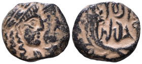 NABATAEA. Rabbel II, with Gamilat, 70-106 AD. AE. 15mm, 2,36g *Repatinated*