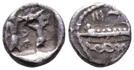 Phoenicia. Sidon. Evagoras II of Salamis circa 346-343 BC. Dated RY 13 = 353/2 BC. 1/16 Shekel AR 0,77g