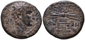 SYRIA, Seleukia Pieria. Augustus, 27 BC-14 AD. Æ Tetradrachm ? Year 114 (ΙΔΡ) (AD 6). Obverse: ΚΑΙΣΑΡΟΣ ΣΕΒΑΣΤΟΥ; laureate head of Augustus, right Rev...