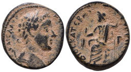 SYRIA, Cyrrhestica. Cyrrhus. Commodus, 177-192. ΑΥΤO ΚAIC Λ ΑΥΡHΛ ΚΟΜΜΟΔΟC Laureate head of Commodus to right. Rev. ΔΙOC ΚΑΤEΒΑΤΟΥ ΚVΡΡΗϹΤΩΝ / Γ Zeus ...