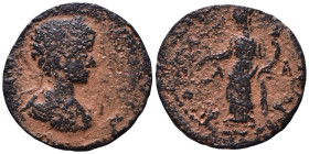 MESSENIA. Thuria. Geta, as Caesar, 197-209. Assarion AE 20mm, 3,39g *Repatinated* The Λ-A across the reverse field of this coin is an abbreviation of ...