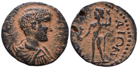 Uncertain Roman Provincial Coin. Geta as Caesar AD 197-209. ? Mothone ? AE 20mm, 3,89g *Repatinated*