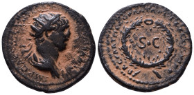 Trajan, 98-117. Semis Rome, for use in Syria. IMP CAES NER TRAIANO OPTIMO AVG GERM Radiate bust of Trajan to right, with slight drapery on his left sh...