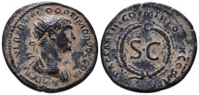 Trajan, 98-117. Semis Rome, for use in Syria. IMP CAES NER TRAIANO OPTIMO AVG GERM Radiate bust of Trajan to right, with slight drapery on his left sh...