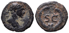 SYRIA, Seleucis and Pieria. Antioch. Trajan, 98-117. Half Quadrans. Rome, for use in Syria. Laureate and draped bust of Trajan to right. Rev. S C with...