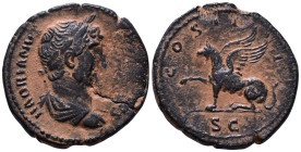 Hadrian, 117-138. As, Orichalcum, Rome, for circulation in Syria, 124-125. HADRIANVS AVGVSTVS Laureate and draped bust of Hadrian to right, seen from ...
