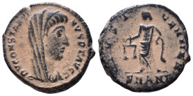 Divus Constantine I, died 337. Follis AE, Antioch. D V CONSTANTINVS PT AVGG Veiled bust to right. Rev IVST VEN MEM Aequitas standing to left, holding ...