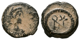 Anastasius I, AD 491-518. Constantinople. Nummus Æ 9mm, 1,15g *Repatinated*
