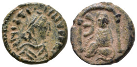 Justinian I, 527-565. Pentanummium AE 12mm, 1,52g *Repatinated*