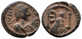 Justinian I, 527-565. Pentanummium AE 12mm, 1,10g *Repatinated*