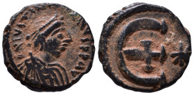 Justinian I, 527-565. Pentanummium AE 14mm, 1,89g *Repatinated*
