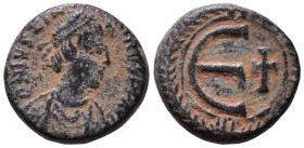 Justinian I, 527-565. Pentanummium AE 14mm, 3,13g *Repatinated*