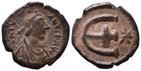 Justinian I, 527-565. Pentanummium AE 15mm, 2,14g *Repatinated*