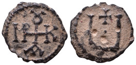 Maurice Tiberius, 582-602. Pentanummium. AE 13mm, 0,85g *Repatinated*