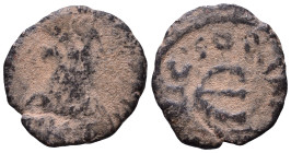 Justinian I, 527-565. Pentanummium. Carthage. DN IVSTINIANVS PP AVG Diademed, draped and cuirassed bust right. Rev. VICTORIA AG, large E; CAR in exerg...