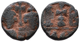 Heraclius, 610-641. 12 Nummi Alexandria, 613-618. AE 13mm, 3,00g *Repatinated*