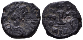 Justinian I, 527-565. Decanummium AE 15mm, 3,72g *Repatinated*