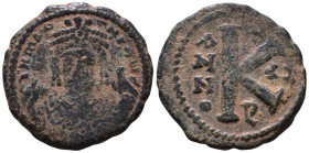 Maurice Tiberius, 582-602. Half follis AE 21mm, 4,75g *Repatinated*