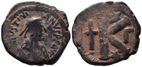 Justinian I, 527-565. Half follis AE 23mm, 7,81g *Repatinated*