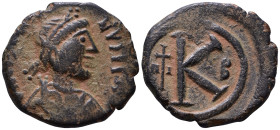 Justin I, 518-527. Half follis AE 24mm, 7,82g *Repatinated*