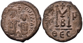 Heraclius, with Heraclius Constantine. 610-641. Follis AE 24mm, 5,37g *Repatinated*