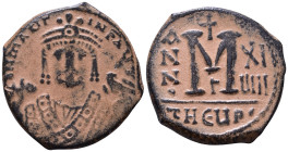Maurice Tiberius, 582-602. RY 19 (600/1.) Follis AE 25mm, 10,48g *Repatinated*