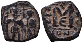 Heraclius, with Heraclius Constantine, 610-641. Follis AE 20mm, 3,89g *Repatinated*