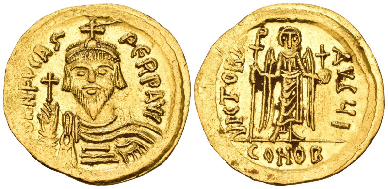 Phocas. 602-610. AV Solidus Constantinople mint, Struck 609-610. δ N N FOCAS PER...